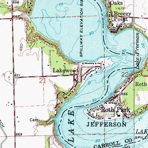 Topographic Map of Lakewood, IN