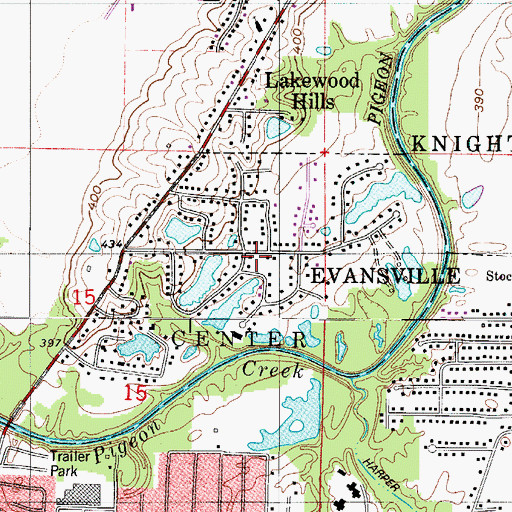 Topographic Map of Lakewood Hills, IN