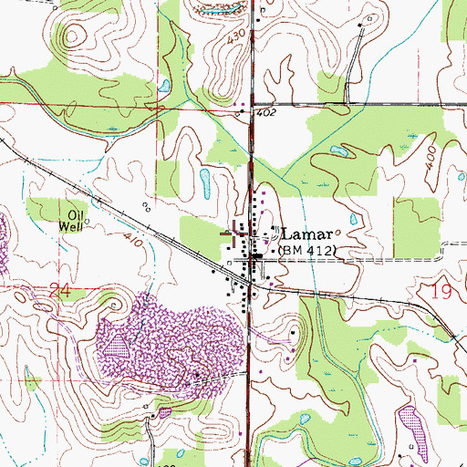 Topographic Map of Lamar, IN