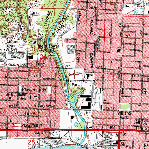 Topographic Map of Lamasco Park, IN