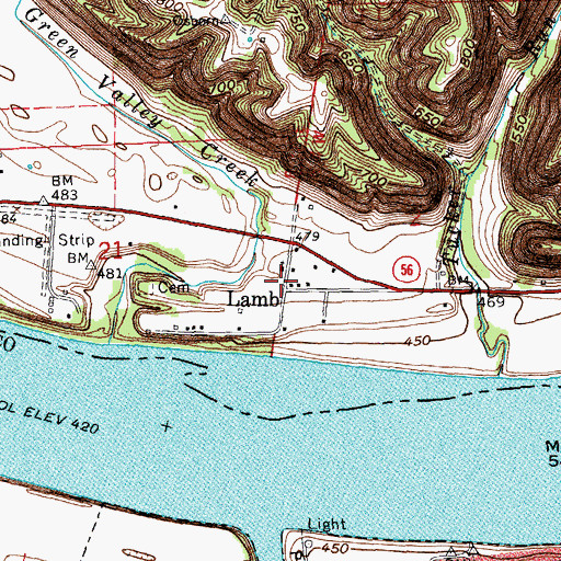Topographic Map of Lamb, IN