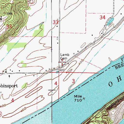 Topographic Map of Lamb Cemetery, IN