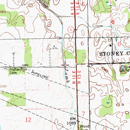 Topographic Map of Lamb Ditch, IN