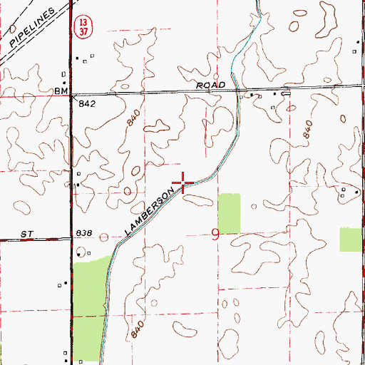 Topographic Map of Lamberson Ditch, IN