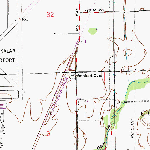 Topographic Map of Lambert Cemetery, IN