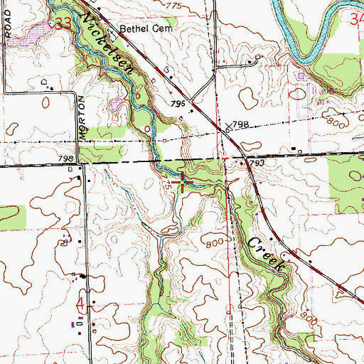 Topographic Map of Lambert Ditch, IN