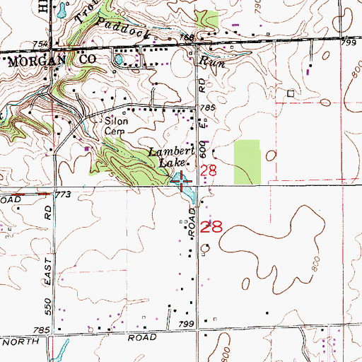 Topographic Map of Lambert Lake, IN