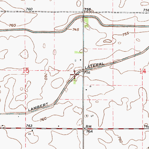 Topographic Map of Lambert Lateral, IN
