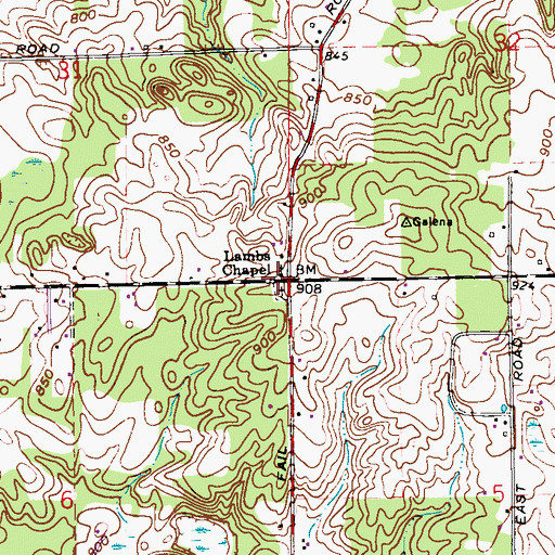 Topographic Map of Lambs Chapel, IN