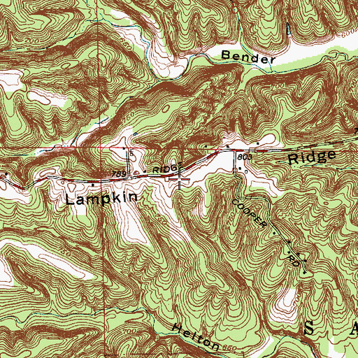 Topographic Map of Lampkin Ridge, IN