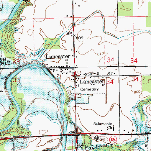 Topographic Map of Lancaster, IN