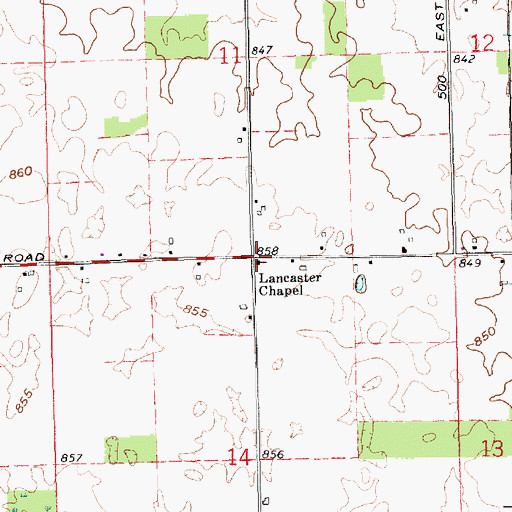 Topographic Map of Lancaster Chapel, IN