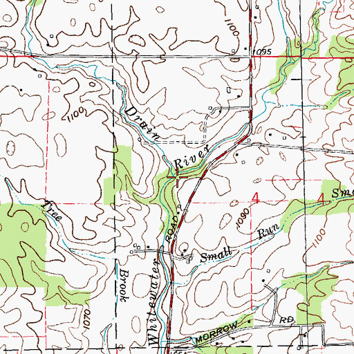 Topographic Map of Land Drain, IN