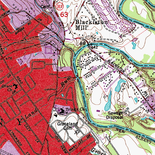 Topographic Map of Land Run, IN