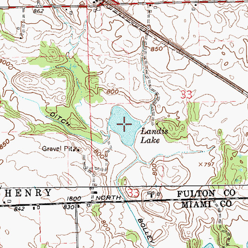 Topographic Map of Landis Lake, IN