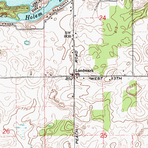 Topographic Map of Landmark Church, IN
