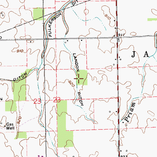 Topographic Map of Landon Ditch, IN