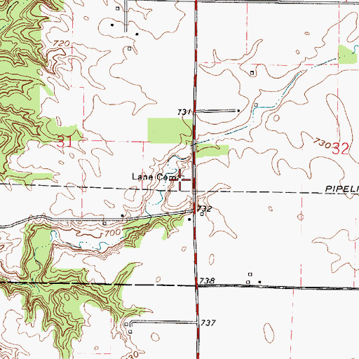 Topographic Map of Lane Cemetery, IN