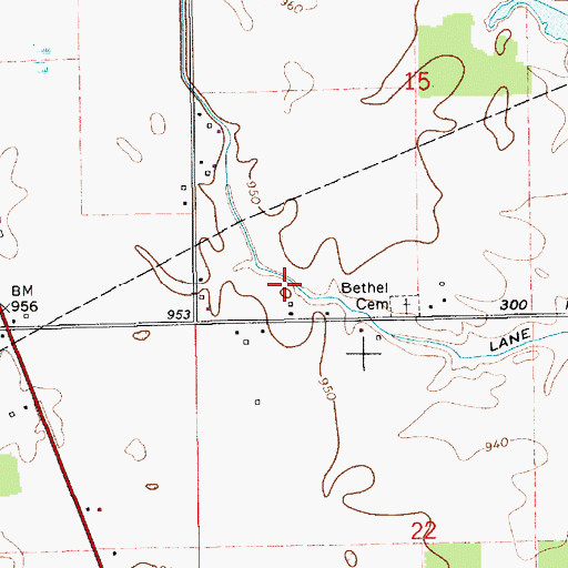 Topographic Map of Lane Ditch, IN