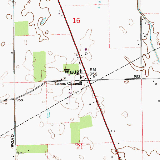 Topographic Map of Lanes Chapel, IN