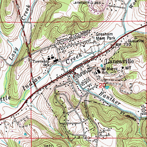 Topographic Map of Lanesville, IN