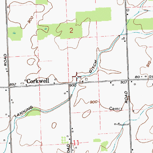 Topographic Map of Lanning Ditch, IN