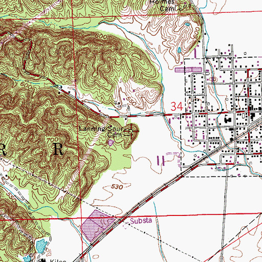 Topographic Map of Lanning Spur Cemetery, IN