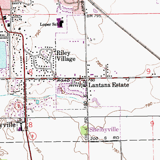 Topographic Map of Lantana Estate, IN