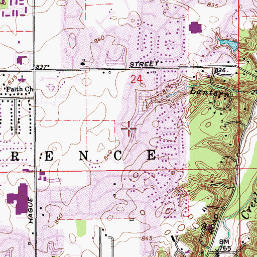 Topographic Map of Lantern Run, IN