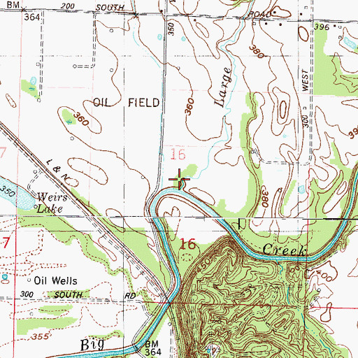 Topographic Map of Large Drain, IN