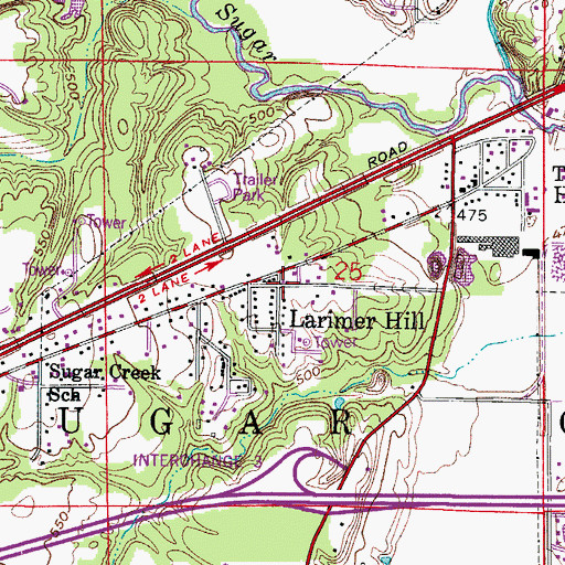 Topographic Map of Larimer Hill, IN