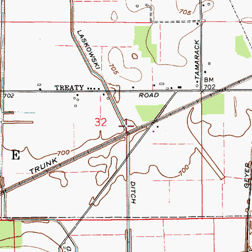Topographic Map of Laskowski Ditch, IN