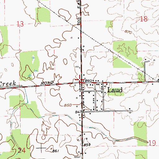 Topographic Map of Laud, IN