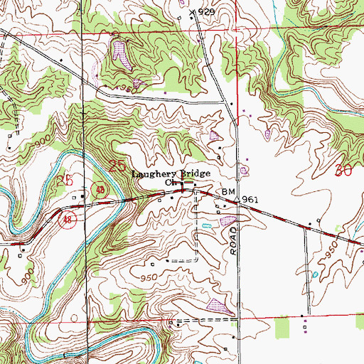 Topographic Map of Laughery Bridge Church, IN