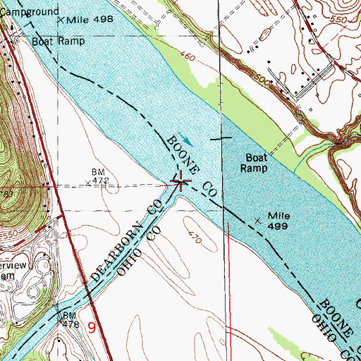 Topographic Map of Laughery Creek, IN