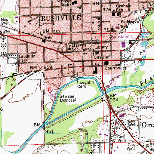 Topographic Map of Laughlin Cemetery, IN