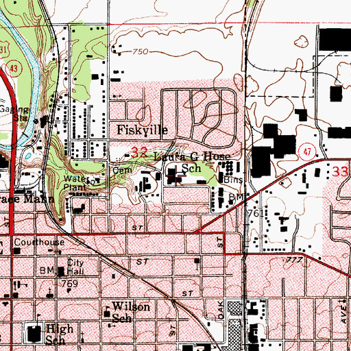 Topographic Map of Laura Hose Elementary School, IN