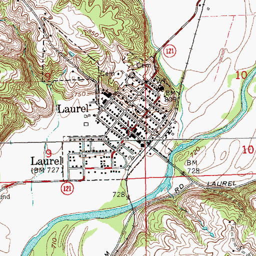 Topographic Map of Laurel, IN