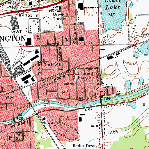 Topographic Map of Laurie Park, IN