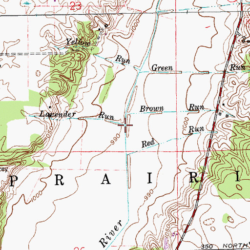 Topographic Map of Lavender Run, IN