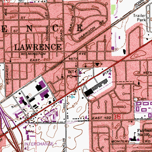 Topographic Map of Lawrence, IN