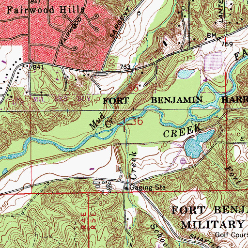 Topographic Map of Lawrence Creek, IN