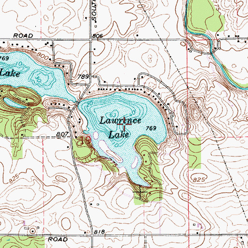 Topographic Map of Lawrence Lake, IN