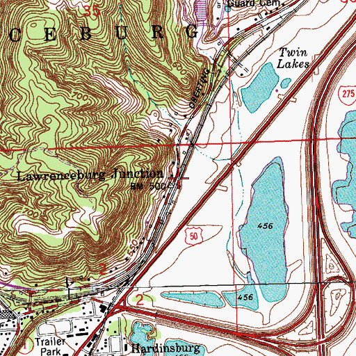 Topographic Map of Lawrenceburg Junction, IN