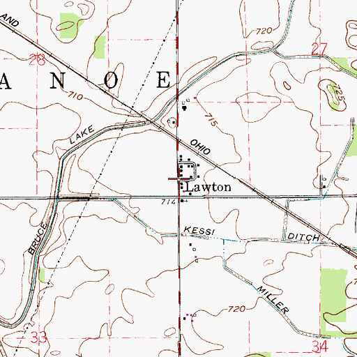 Topographic Map of Lawton, IN