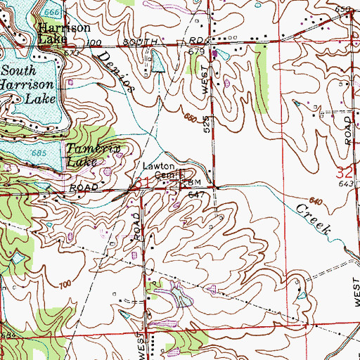 Topographic Map of Harmony Burial Ground, IN