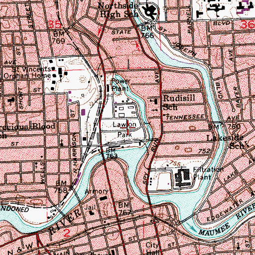 Topographic Map of Lawton Park, IN