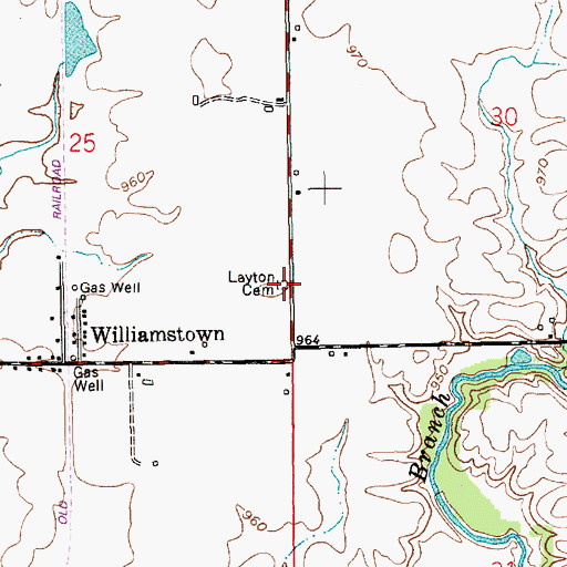 Topographic Map of Layton Cemetery, IN