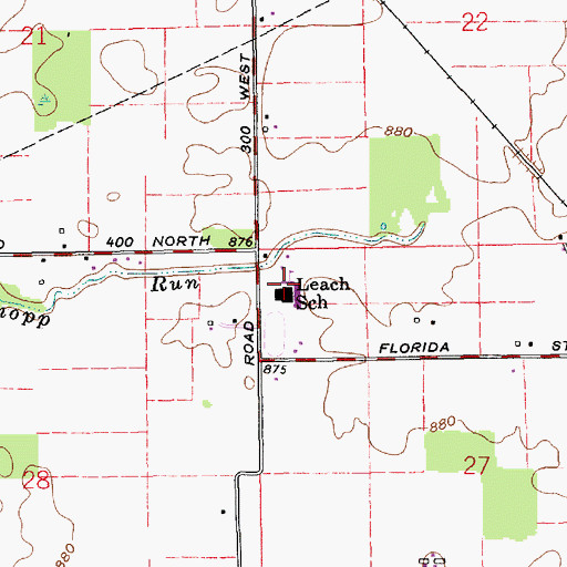 Topographic Map of Leach Elementary and Junior High School, IN