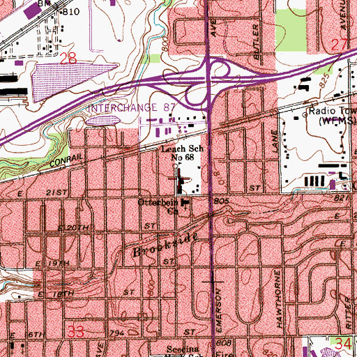 Topographic Map of Susan Roll Leach Elementary School, IN